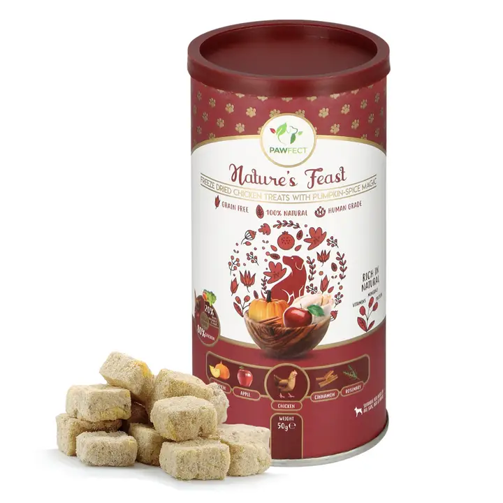 Natures Feast – Freeze dried chicken treats with pumpkin spice