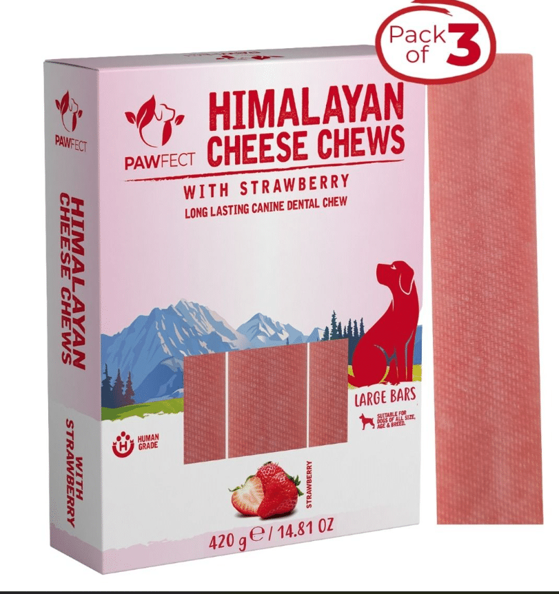 Pawfect Himalayan Cheese Chews with Strawberry – Large 3 Pack