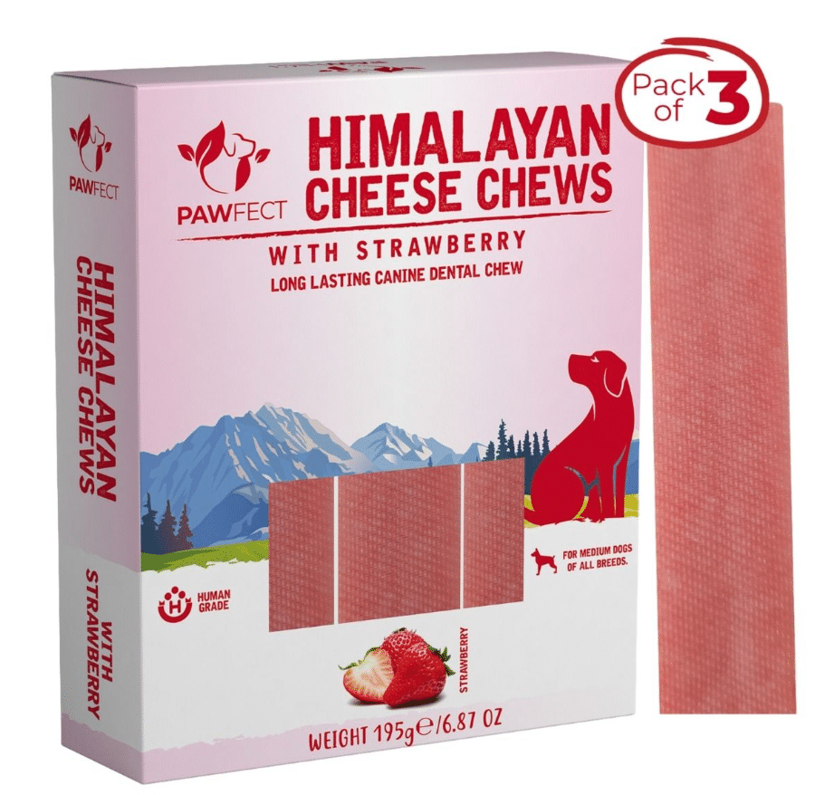Pawfect Himalayan Cheese Chews with Strawberry – Medium 3 Pack