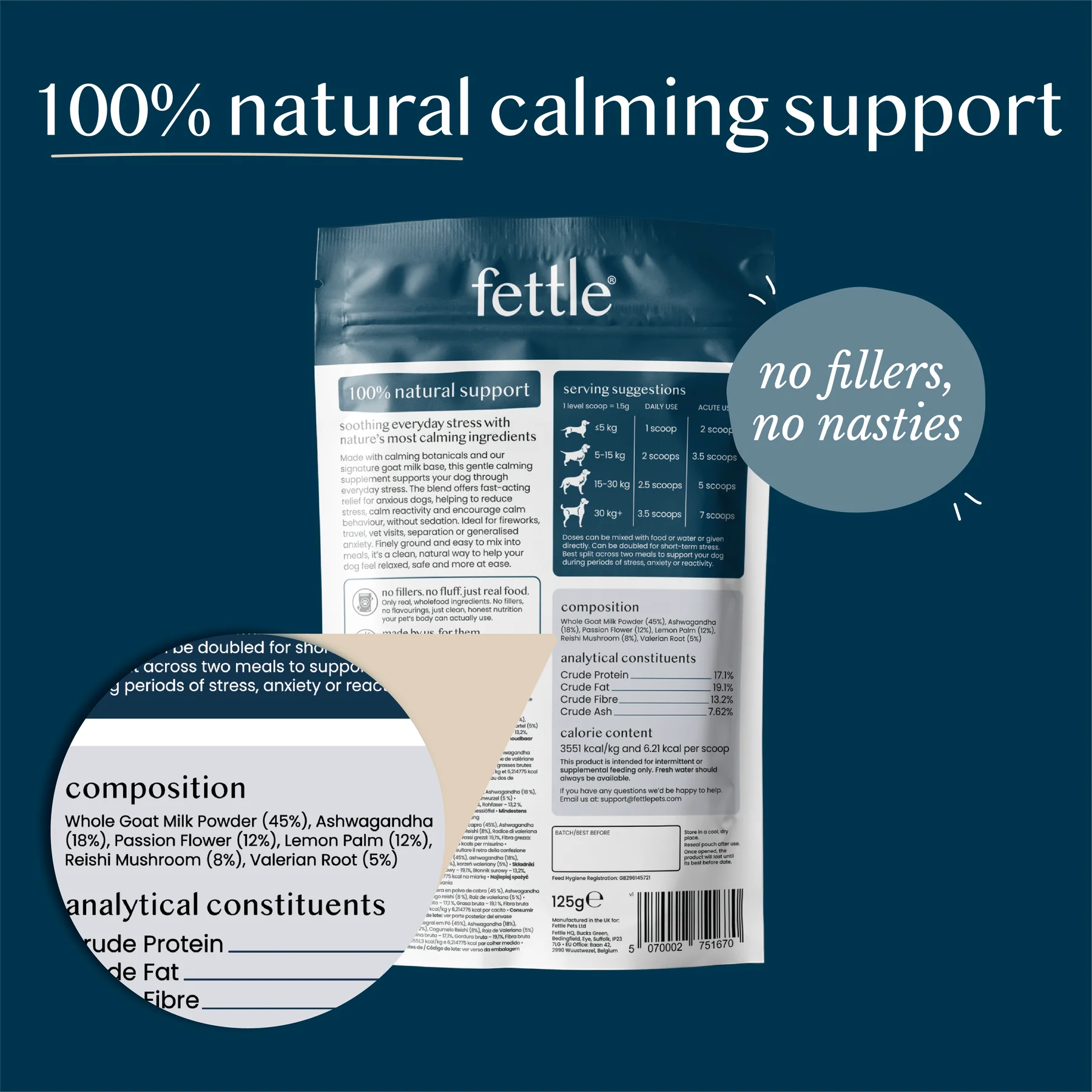 Fettle Calming Support Powder 125g - Image 2