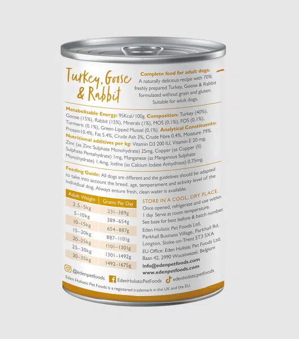 Eden Turkey, Goose And Rabbit Dog Wet Food 400G - Image 2