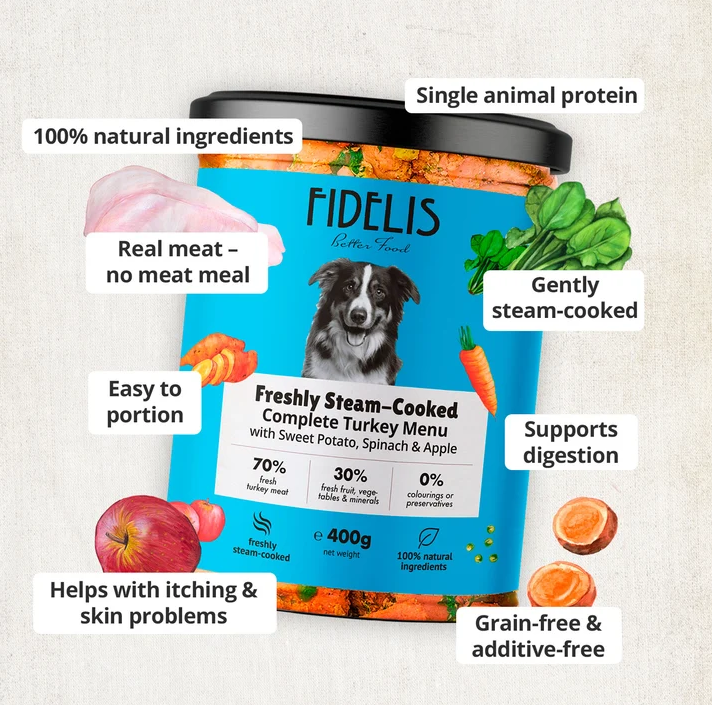 Fidelis Turkey With Sweet Potato, Spinach And Apple 400G - Image 2